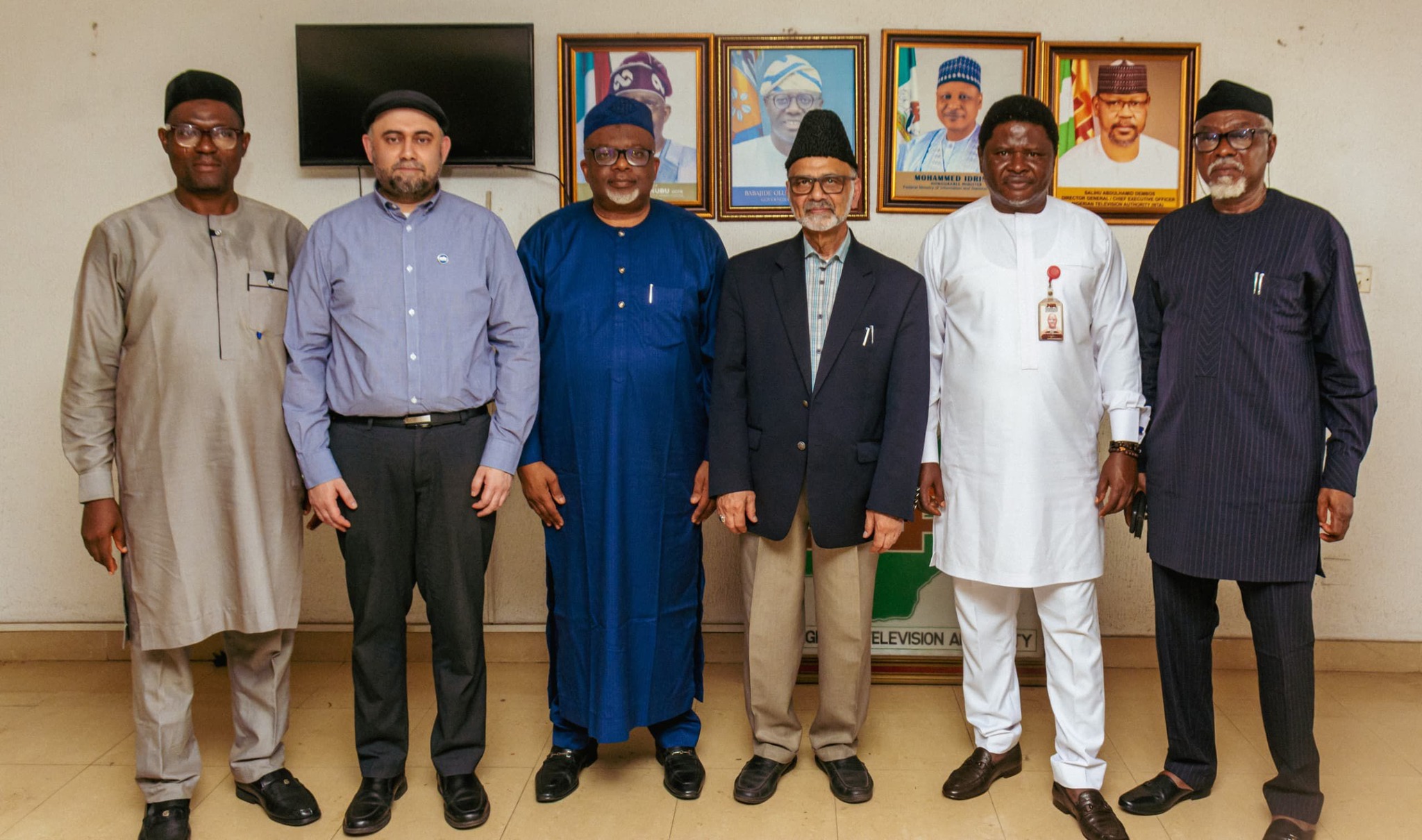 On February 10, 2025, the Managing Directors of MTA International; Maulana Munir ud Din Shams sahib, the Director of MTA Africa; Mr Umar Safir sahib, National President (Amir) of the Ahmadiyya Muslim Jama’at of Nigeria; Alh. (Barr.) Alatoye Folorunso AbdulAzeez sahib along with the Coordinator MTA Nigeria studios Dr. Qasim Akinreti sahib, visited the National Television Authority, Lagos.